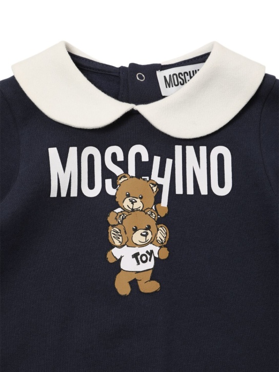 Moschino: Strampler aus Baumwollfleece mit Druck - Dunkelblau - kids-girls_1 | Luisa Via Roma