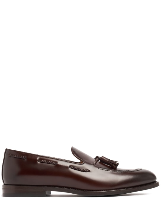 Brunello Cucinelli: Smooth leather loafers - Mud - men_0 | Luisa Via Roma