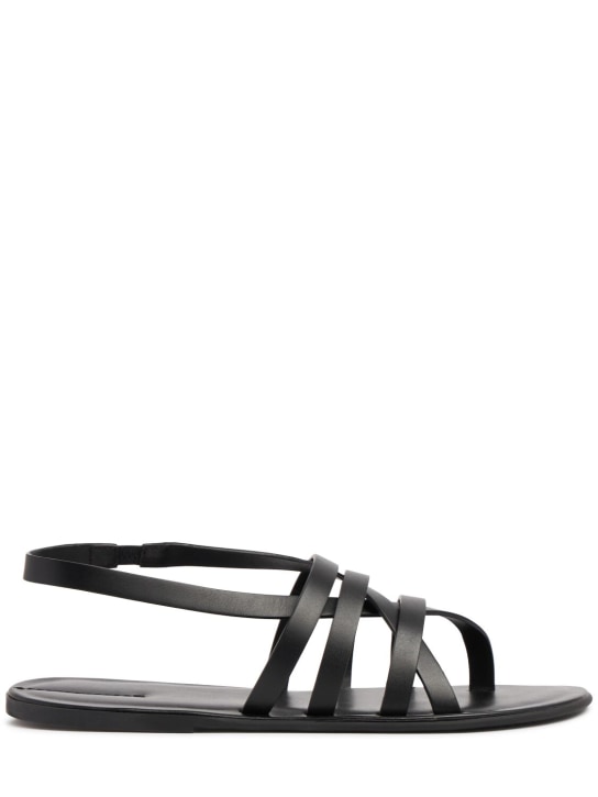The Row: 10mm Line leather sandals - Siyah - women_0 | Luisa Via Roma