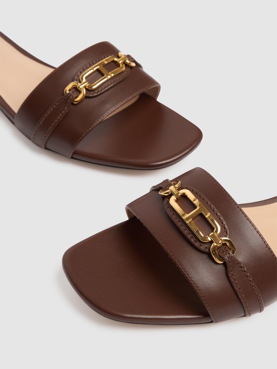 Tom Ford: 5mm Soft leather flat slides - Brown - women_3 | Luisa Via Roma