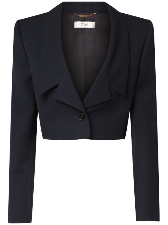 Chloé: Tailored wool cropped blazer - women_0 | Luisa Via Roma