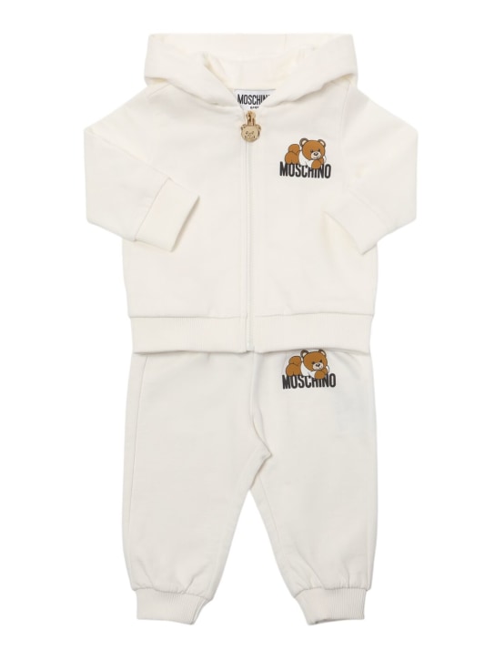 Moschino: Felpa e pantaloni in cotone - Bianco - kids-boys_0 | Luisa Via Roma