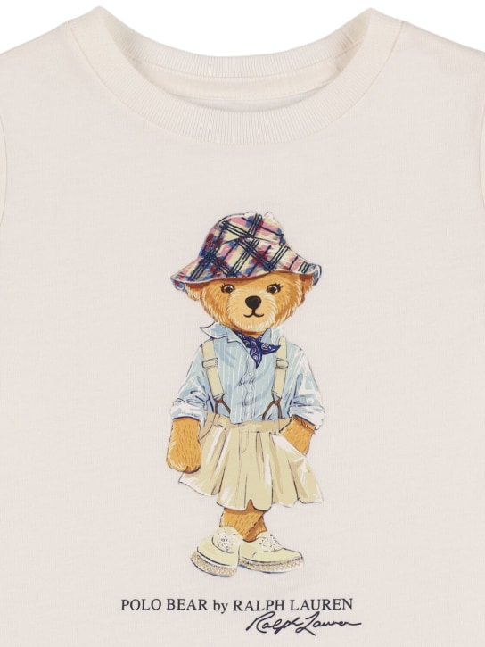 Polo Ralph Lauren: Bear print cotton jersey t-shirt - Beyaz - kids-girls_1 | Luisa Via Roma