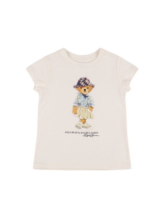 Polo Ralph Lauren: T-shirt en jersey de coton imprimé ourson - Blanc - kids-girls_0 | Luisa Via Roma