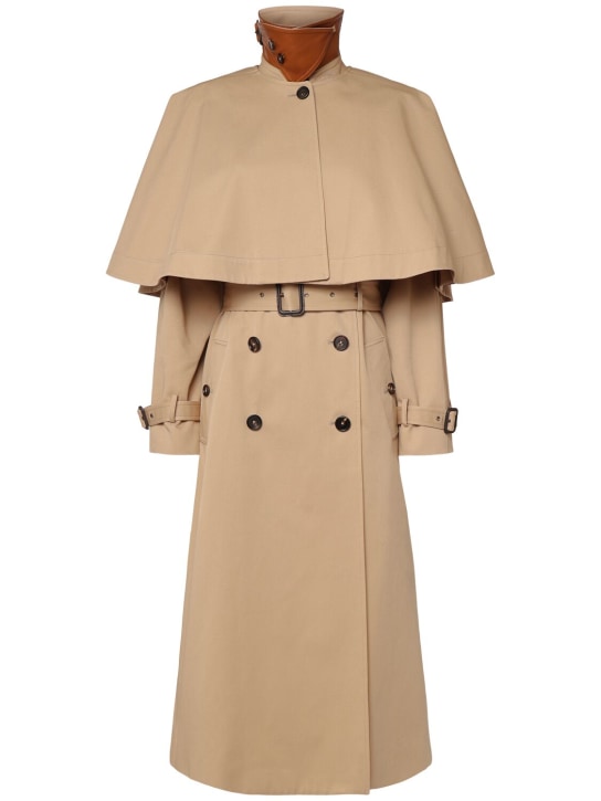 Chloé: Trench coat w/ overlay - Brown - women_0 | Luisa Via Roma