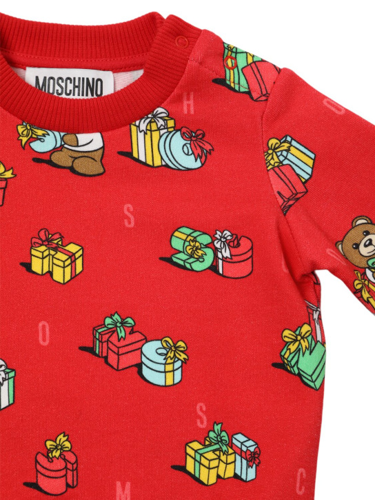 Moschino: Cotton crewneck sweatshirt - Red/Multi - kids-girls_1 | Luisa Via Roma
