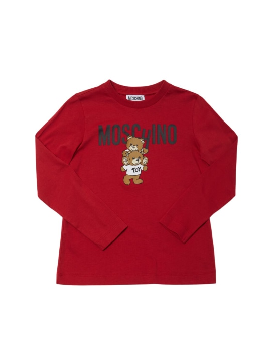 Moschino: Set di 2 t-shirt in jersey di cotone - Rosso/Bianco - kids-boys_1 | Luisa Via Roma