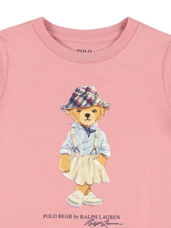 Polo Ralph Lauren: Bear print cotton jersey t-shirt - Pink - kids-girls_1 | Luisa Via Roma