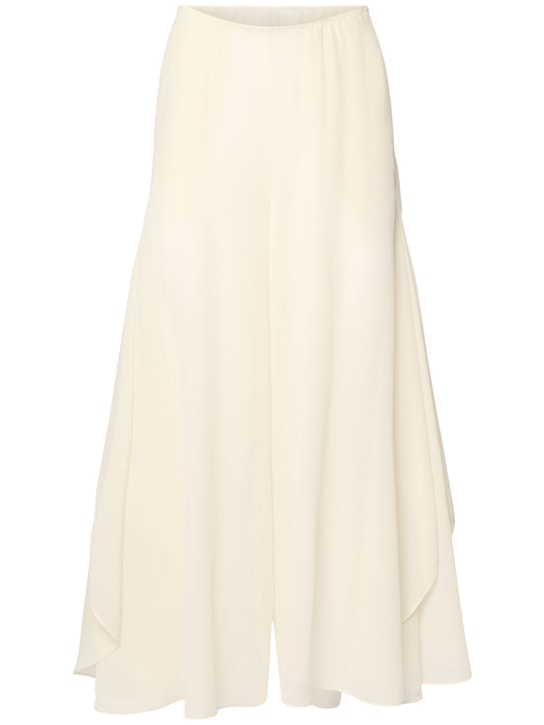 Chloé: Ruched silk flared pants - White - women_0 | Luisa Via Roma