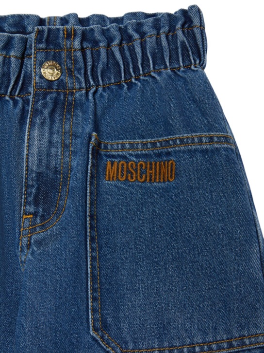 Moschino: Jeans in cotone con ricami - Blu - kids-girls_1 | Luisa Via Roma