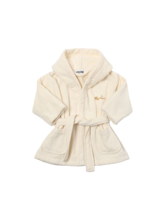 Moschino: Cotton terry bathrobe - White - kids-girls_0 | Luisa Via Roma
