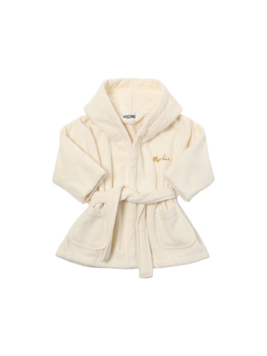 Moschino: Cotton terry bathrobe - White - kids-boys_0 | Luisa Via Roma