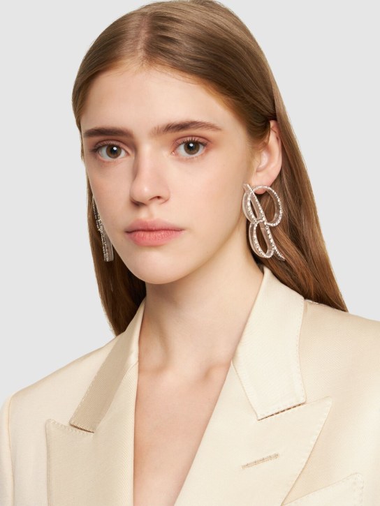 Blumarine: B logo plexi & crystal earrings - women_1 | Luisa Via Roma