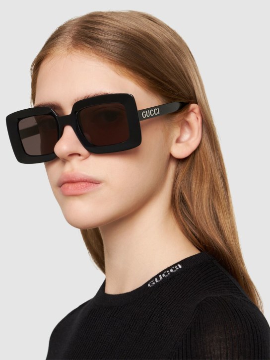Gucci: G1718S injection sunglasses - 黑色/灰色 - women_1 | Luisa Via Roma