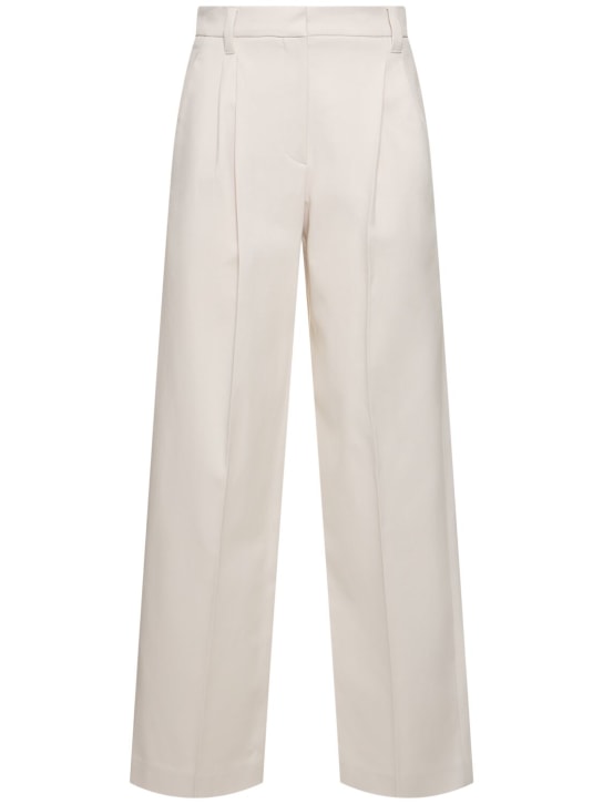 Brunello Cucinelli: Stretch cotton straight pants - White - women_0 | Luisa Via Roma