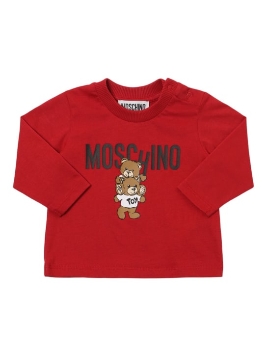 Moschino: コットンジャージー長袖Tシャツ - kids-girls_0 | Luisa Via Roma