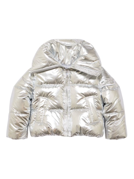 Monnalisa: Poly puffer jacket - Silver - kids-girls_0 | Luisa Via Roma