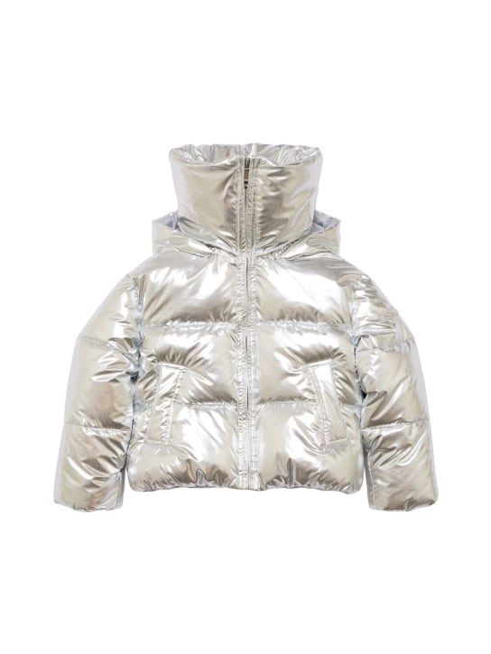 Monnalisa: Poly puffer jacket - Silver - kids-girls_1 | Luisa Via Roma
