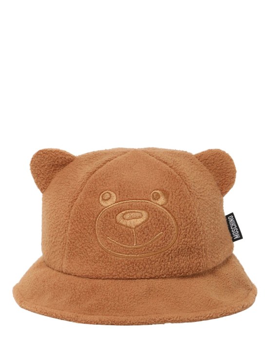 Moschino: Teddy bucket hat w/ear appliqués - Brown - kids-girls_0 | Luisa Via Roma