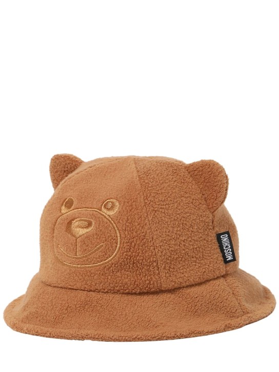 Moschino: Teddy bucket hat w/ear appliqués - Brown - kids-girls_1 | Luisa Via Roma