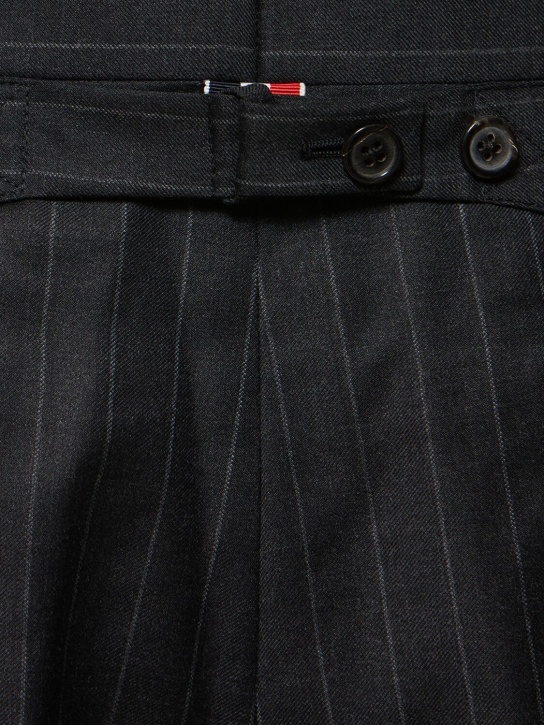 Thom Browne: Pinstriped wool formal pants - Koyu Gri - men_1 | Luisa Via Roma