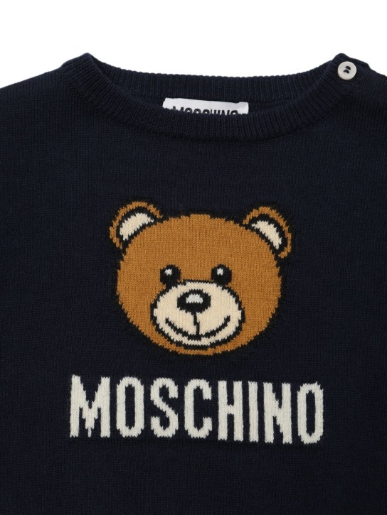 Moschino: Cotton blend knit sweater - Dark Blue - kids-girls_1 | Luisa Via Roma