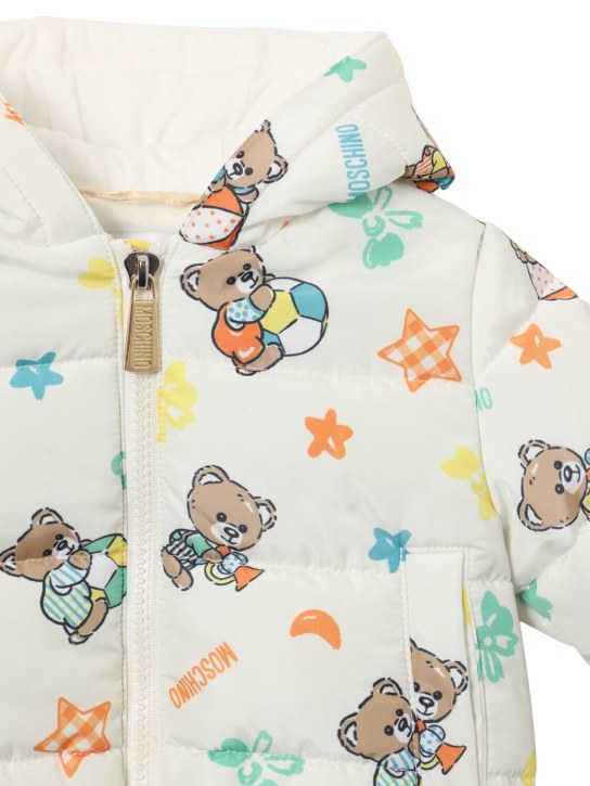 Moschino: Gepolsterte Jacke aus bedrucktem Nylon - Weiß - kids-girls_1 | Luisa Via Roma