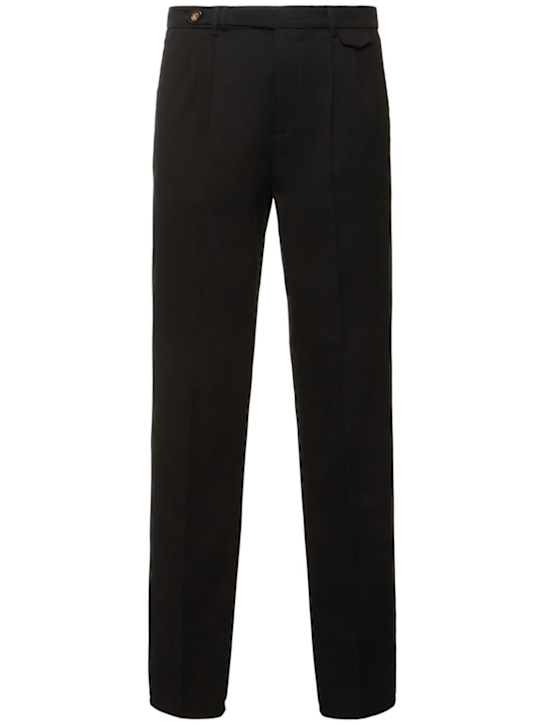Brunello Cucinelli: Cotton gabardine pants - Black - men_0 | Luisa Via Roma
