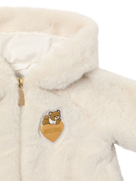 Moschino: Faux fur teddy padded jacket - White - kids-girls_1 | Luisa Via Roma