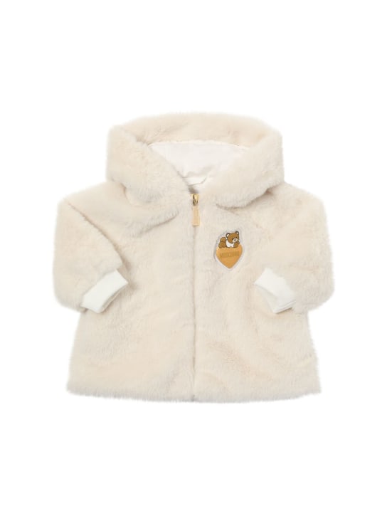 Moschino: Chaqueta de teddy sintético - Blanco - kids-girls_0 | Luisa Via Roma