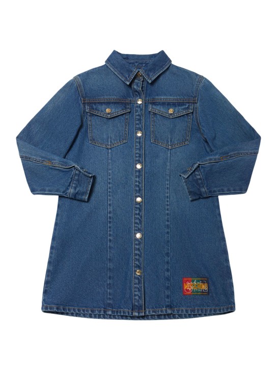 Moschino: Denim shirt dress - Dark Blue - kids-girls_0 | Luisa Via Roma