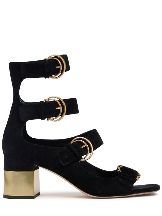 Chloé: 60mm Alize suede sandals - Black - women_0 | Luisa Via Roma