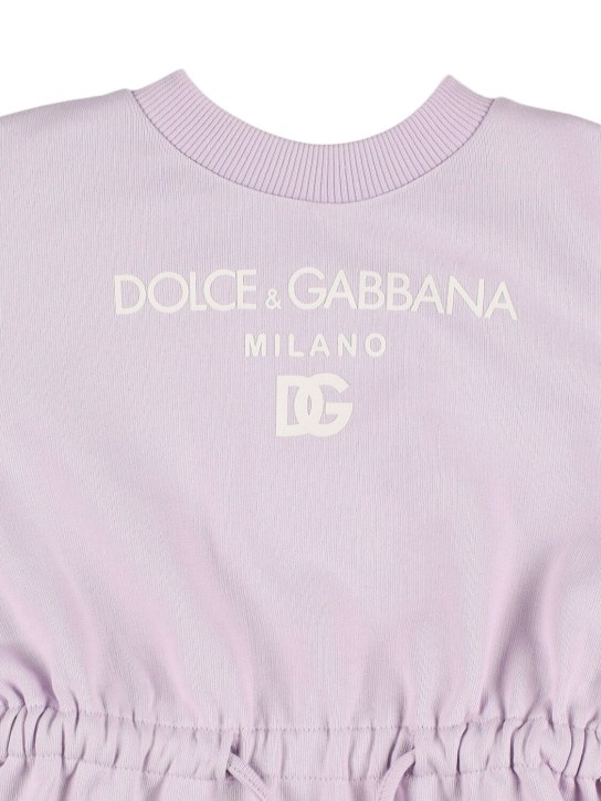 Dolce&Gabbana: Vestito in jersey di cotone con logo - Viola Chiaro - kids-girls_1 | Luisa Via Roma