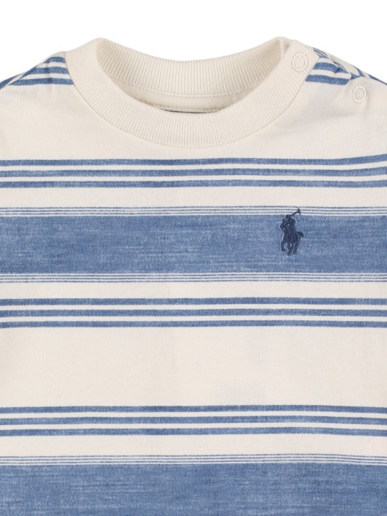 Polo Ralph Lauren: T-shirt in jersey di cotone con logo - Bianco/Azzurro - kids-boys_1 | Luisa Via Roma