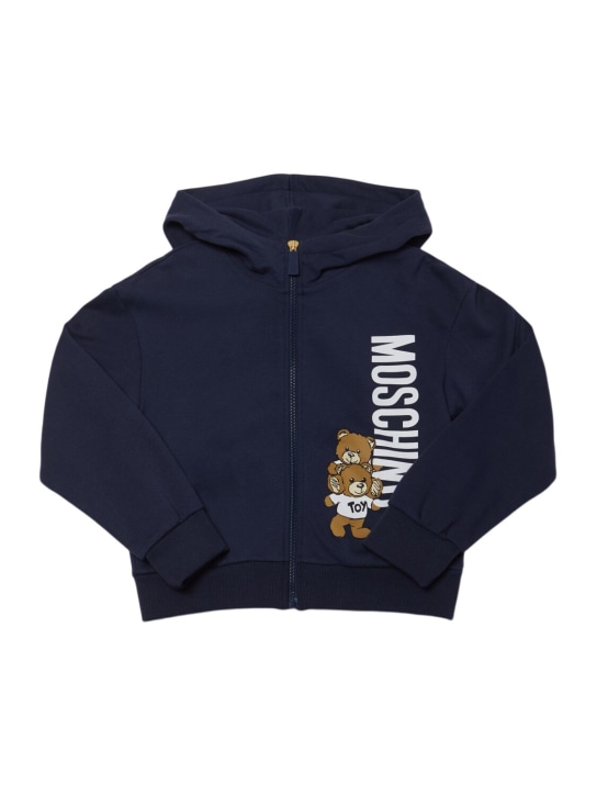 Moschino: Cotton jersey sweatshirt & sweatpants - Dark Blue - kids-boys_1 | Luisa Via Roma