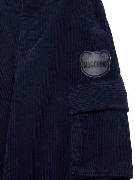 Moschino: Pantalon cargo en coton - Bleu Foncé - kids-boys_1 | Luisa Via Roma