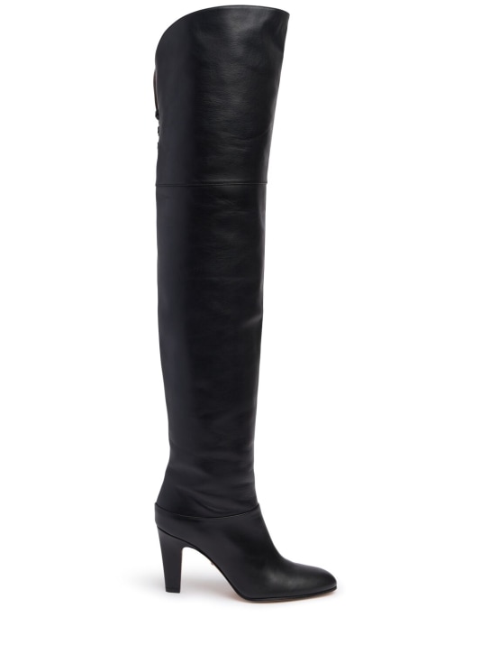 Chloé: 85mm Eve leather over-the-knee boots - Black - women_0 | Luisa Via Roma