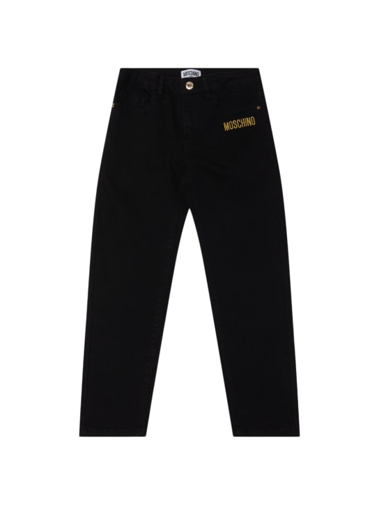 Moschino: Jean en coton stretch - Noir - kids-girls_0 | Luisa Via Roma