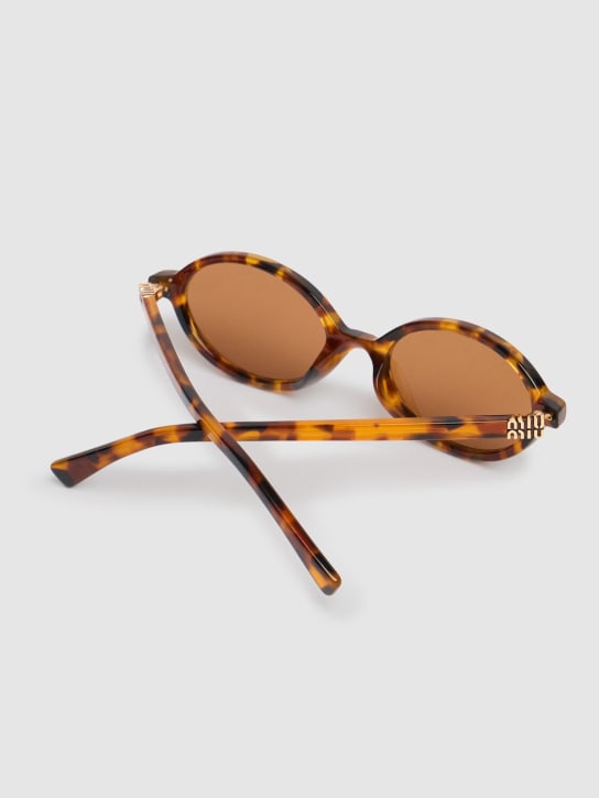 Miu Miu: Round acetate sunglasses - Havana/Brown - women_1 | Luisa Via Roma