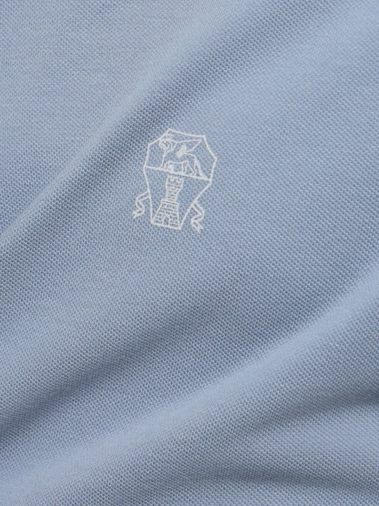Brunello Cucinelli: Brunello Cucinelli logo piquet polo - Light Blue - men_3 | Luisa Via Roma