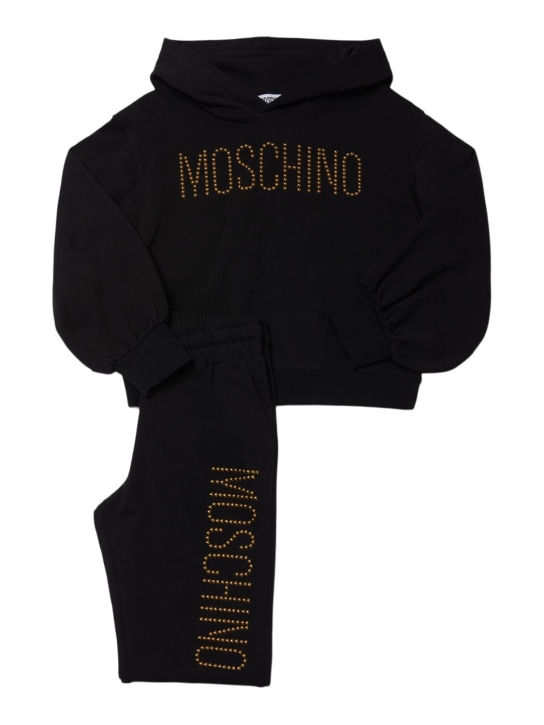 Moschino: Felpa e pantaloni in cotone - Nero - kids-girls_0 | Luisa Via Roma