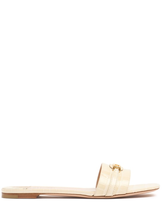 Tom Ford: 5mm hohe Sandalen mit Krokodilprägung „Whitney“ - Elfenbein - women_0 | Luisa Via Roma