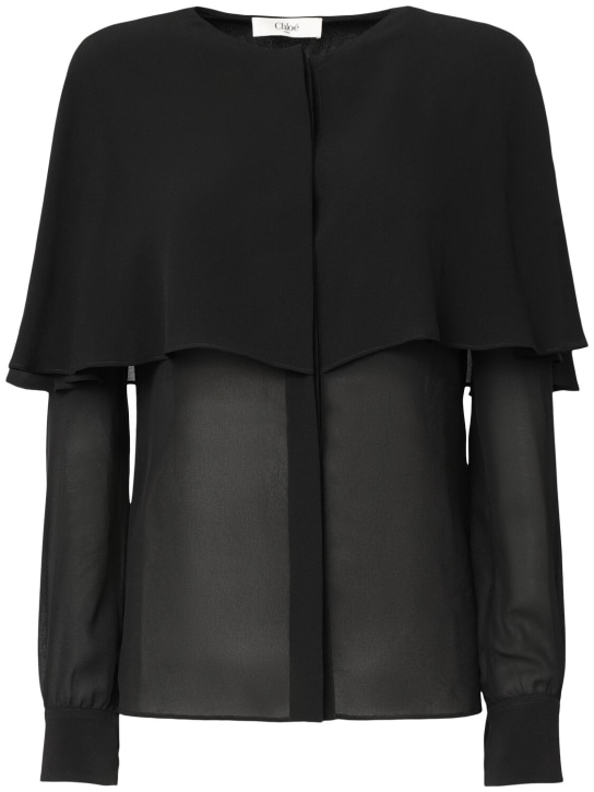 Chloé: Sheer silk long sleeve shirt - women_0 | Luisa Via Roma