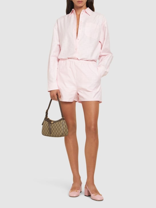 Gucci: GG Supreme cotton shorts - Rosa - women_1 | Luisa Via Roma