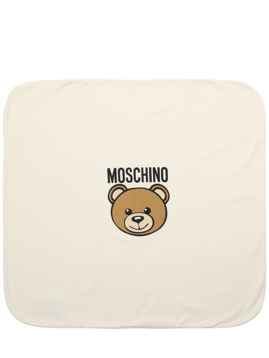 Moschino: Baumwollstrickdecke mit Druck - Weiß - kids-girls_0 | Luisa Via Roma