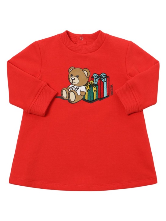 Moschino: Cotton sweat dress - Red - kids-girls_0 | Luisa Via Roma