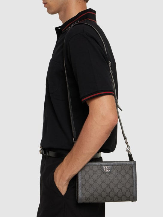Gucci: Ophidia GG crossbody bag - Grey/Black - men_1 | Luisa Via Roma
