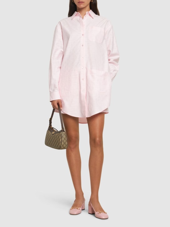 Gucci: GG Supreme cotton shirt - Pink Rose - women_1 | Luisa Via Roma