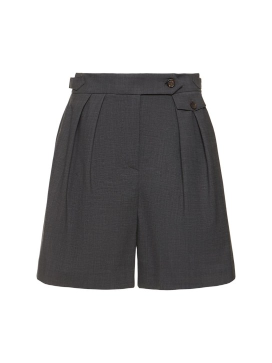 Brunello Cucinelli: Tropical wool blend Bermuda shorts - Grey - women_0 | Luisa Via Roma