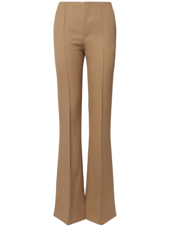 Chloé: Flared wool pants - Brown - women_0 | Luisa Via Roma